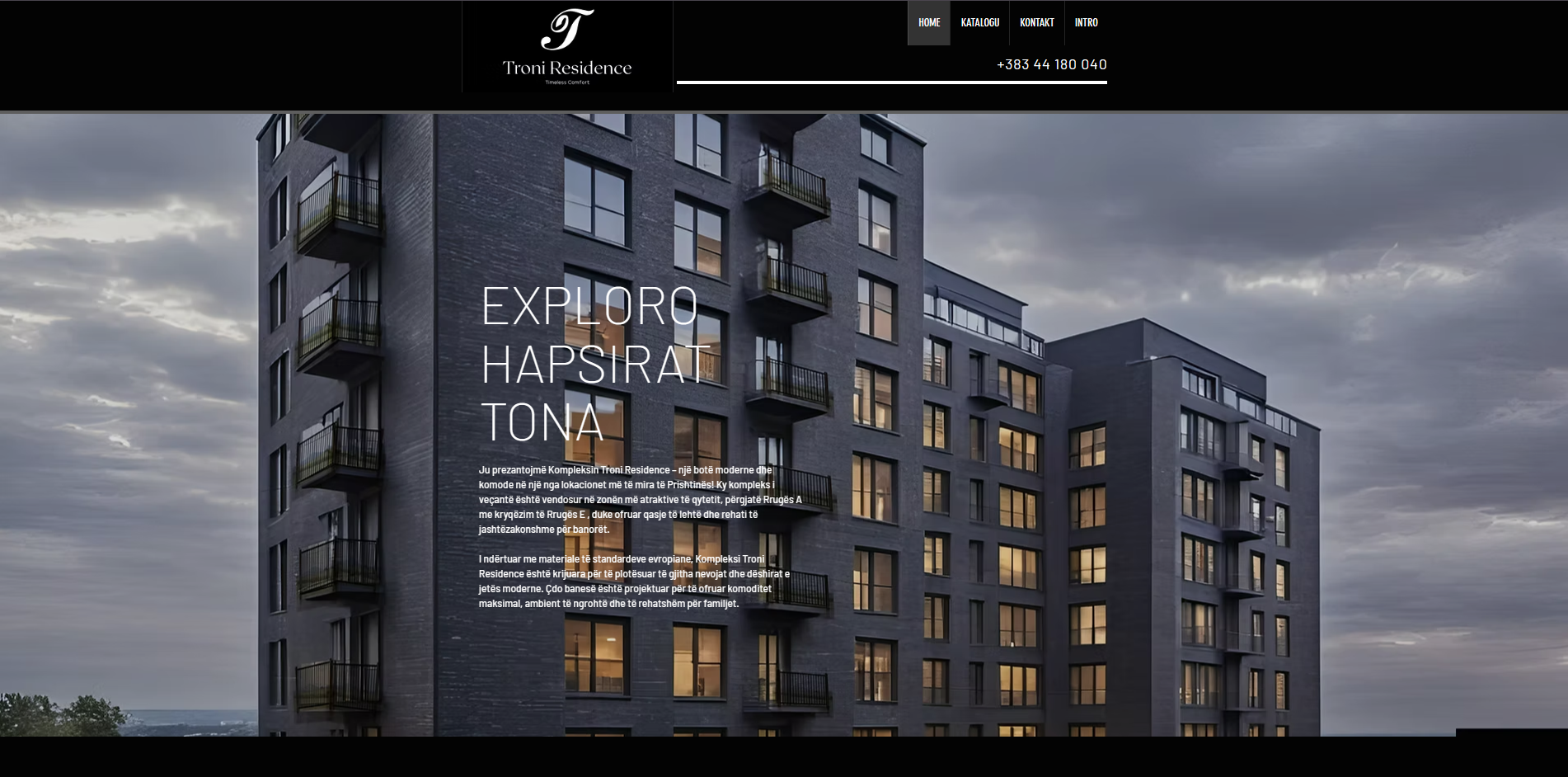 Troni Residence website by Personal LTD