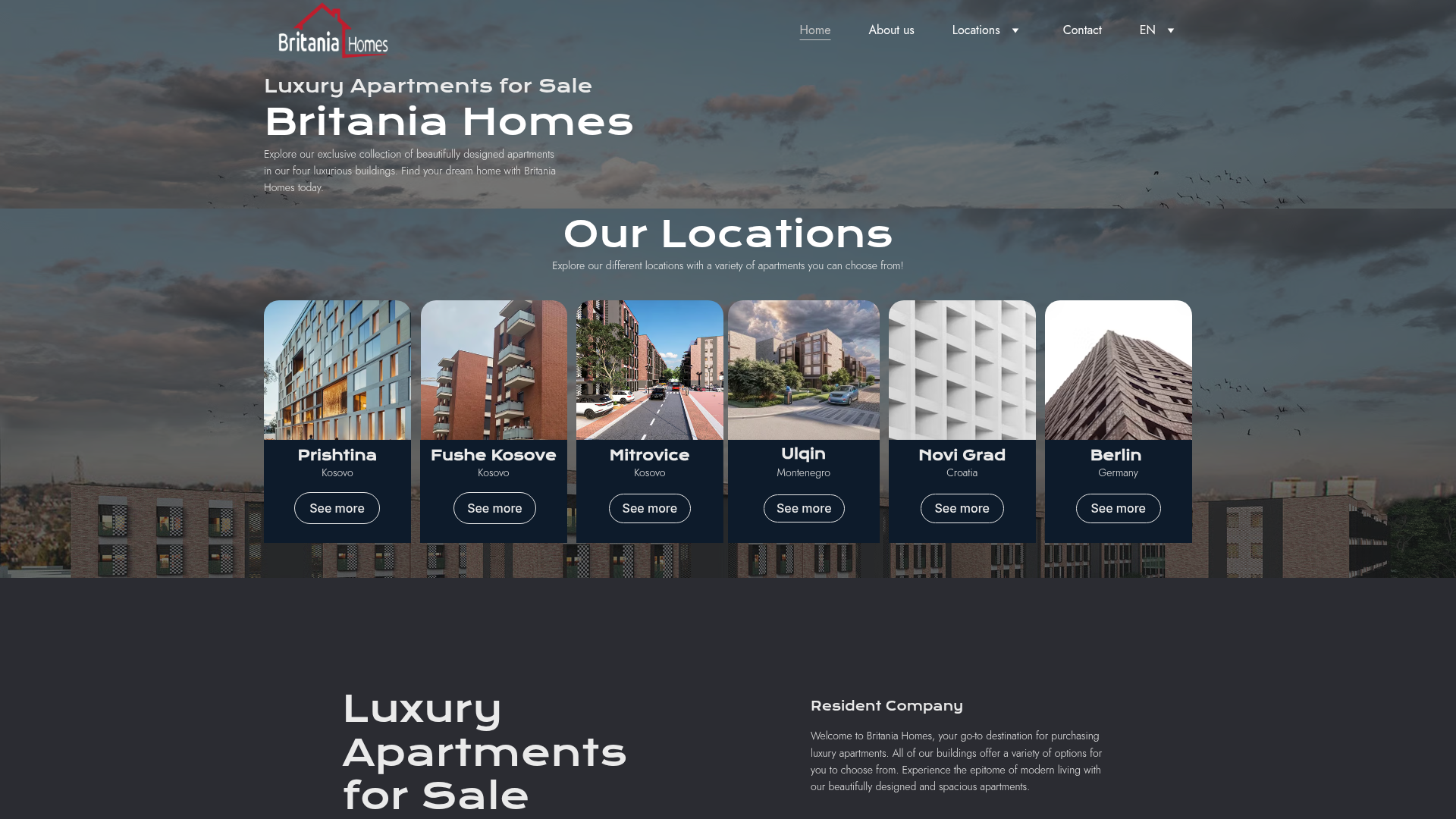 Britania Homes website by Personal LTD